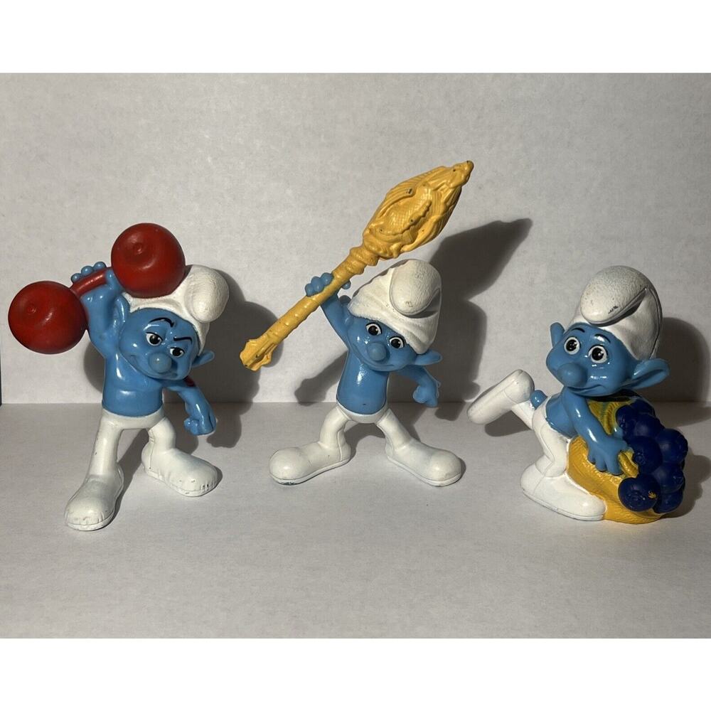 2011 Smurfs McDonalds Happy Meal Toys Lot Of 3 Figures 3" Greedy Hefty Clumsy
